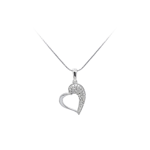 Pendant Heart with White Gold Zircons