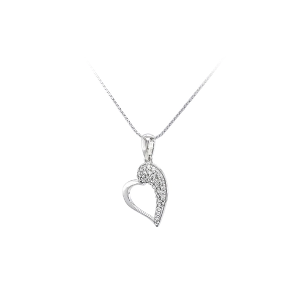 Pendant Heart with White Gold Zircons