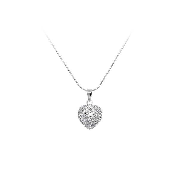 Pendant Heart with White Gold Zircons