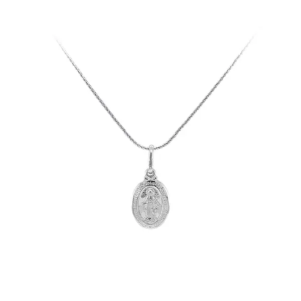Pendant Madonna Virgin Mary of White Gold