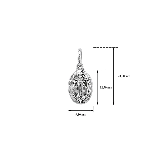 Pendant Madonna Virgin Mary of White Gold