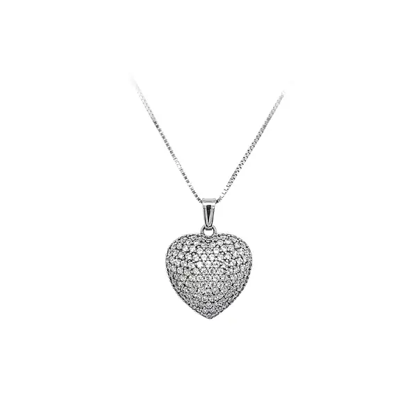 Pendant Heart with White Gold Zircons