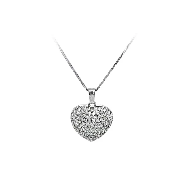 Pendant Heart with White Gold Zircons