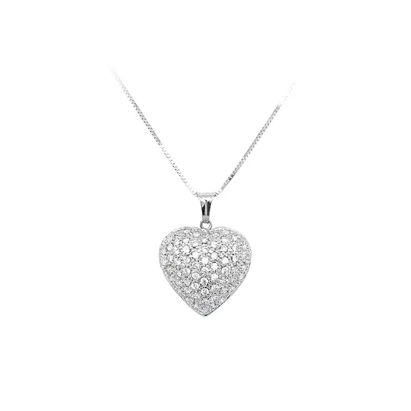 Pendant Heart with White Gold Zircons