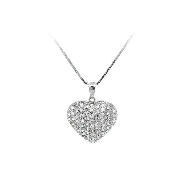 Pendant Heart with White Gold Zircons
