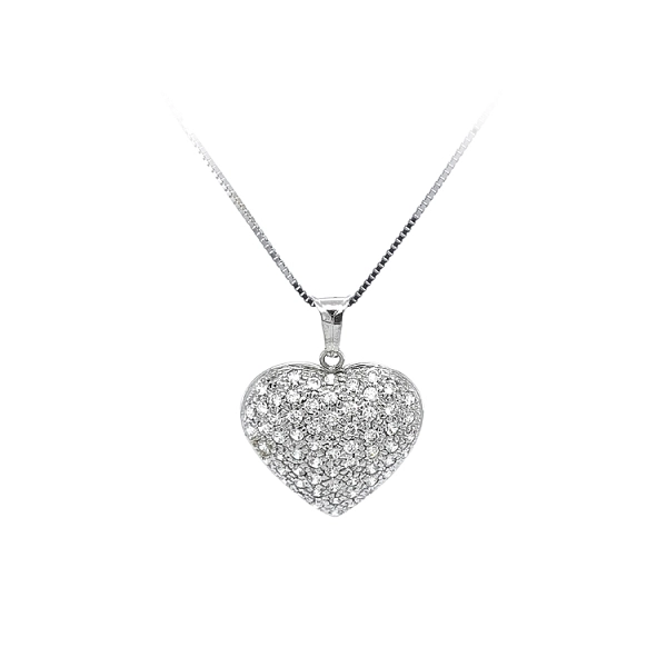 Pendant Heart with White Gold Zircons
