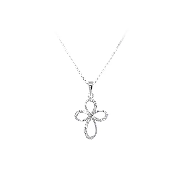 Pendant Cross with White Gold Zircons
