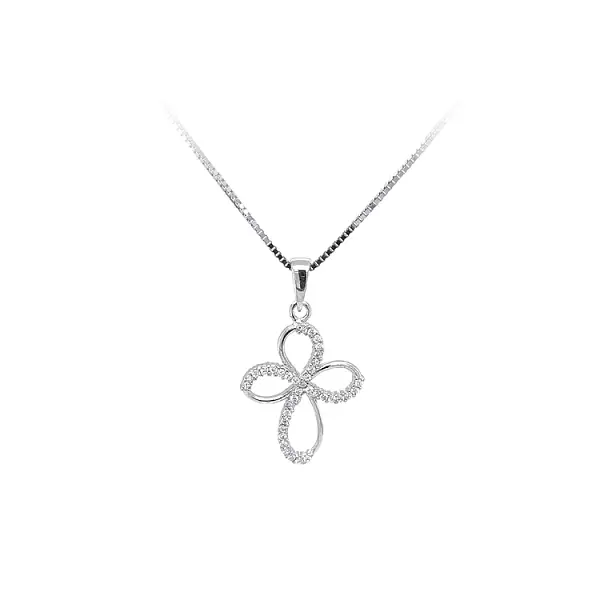 Pendant Cross with White Gold Zircons