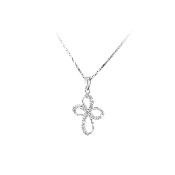 Pendant Cross with White Gold Zircons