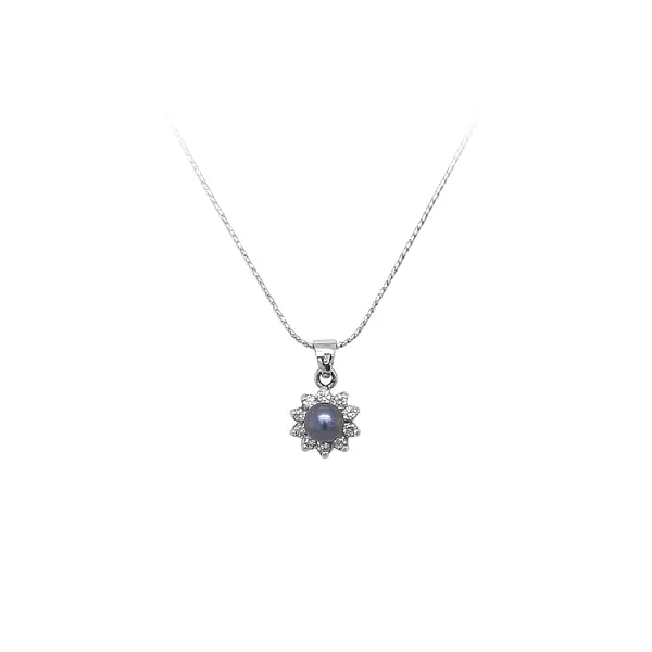 Pendant with Pearl and Zircones White Gold