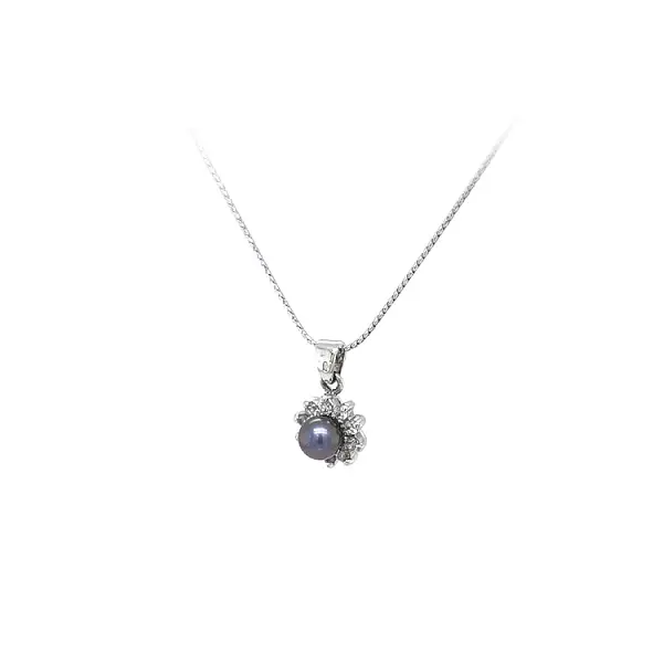 Pendant with Pearl and Zircones White Gold