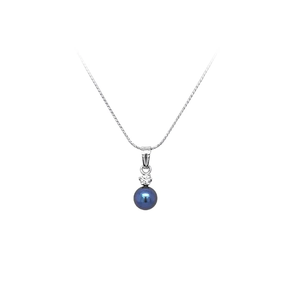 Pendant with Pearl and Zircon White Gold