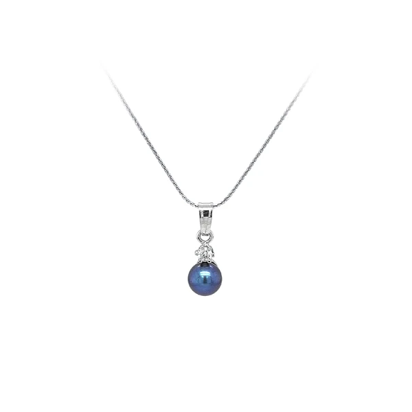 Pendant with Pearl and Zircon White Gold