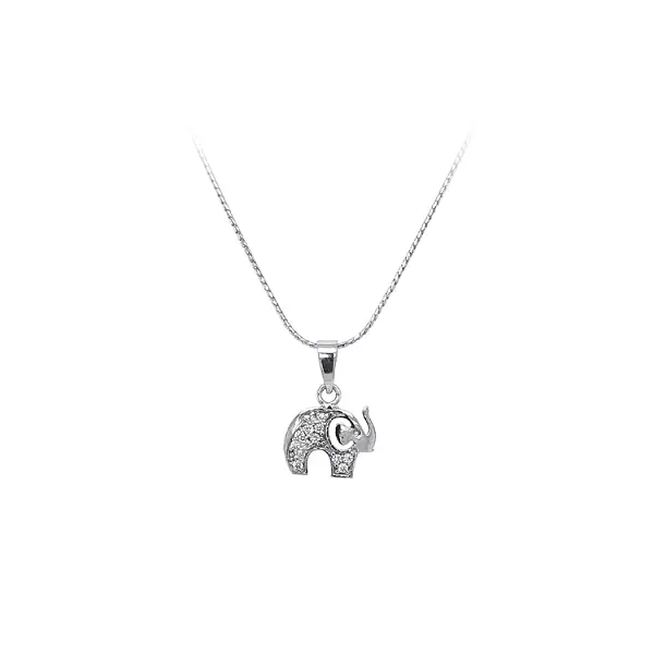 Pendant Elephant with White Gold Zircons
