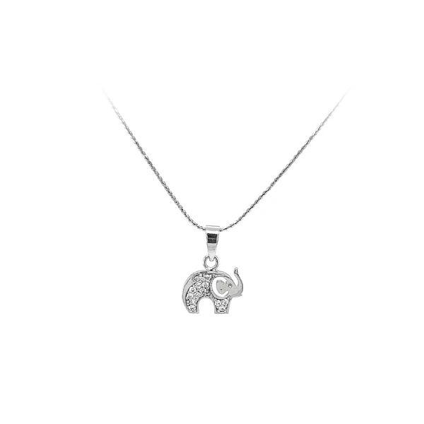 Pendant Elephant with White Gold Zircons