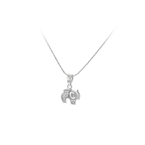 Pendant Elephant with White Gold Zircons