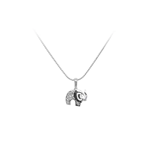 Pendant Elephant with White Gold Zircons