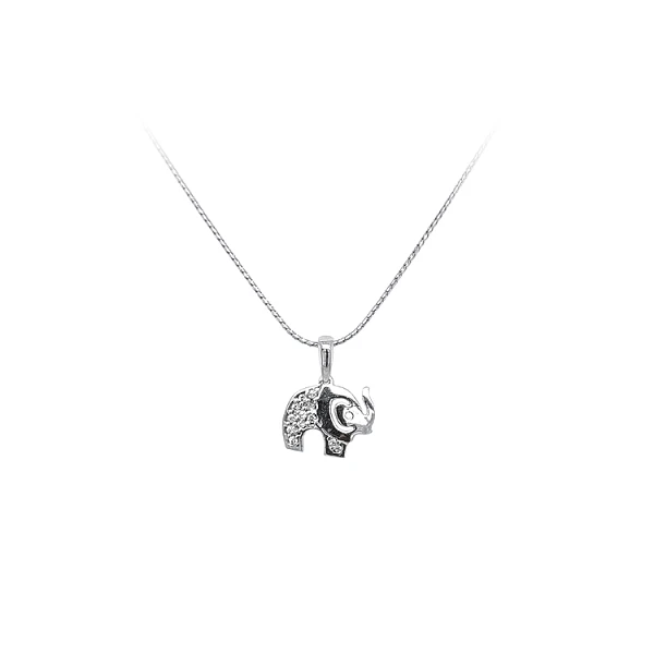 Pendant Elephant with White Gold Zircons