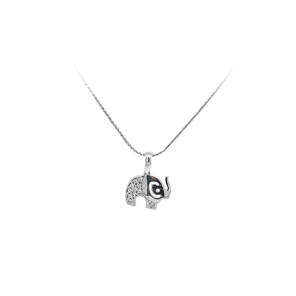 Pendant Elephant with White Gold Zircons