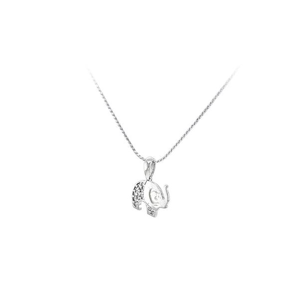 Pendant Elephant with White Gold Zircons