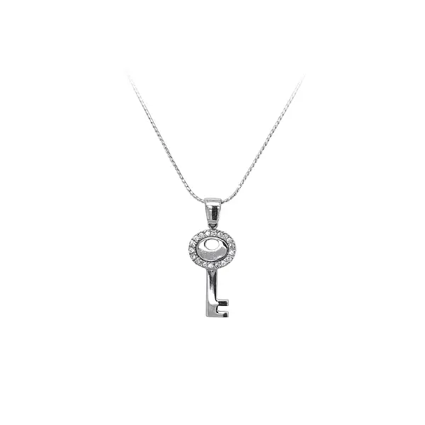 Pendant Key with White Gold Zircons