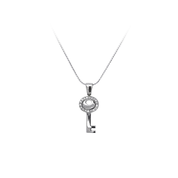 Pendant Key with White Gold Zircons
