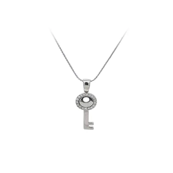 Pendant Key with White Gold Zircons