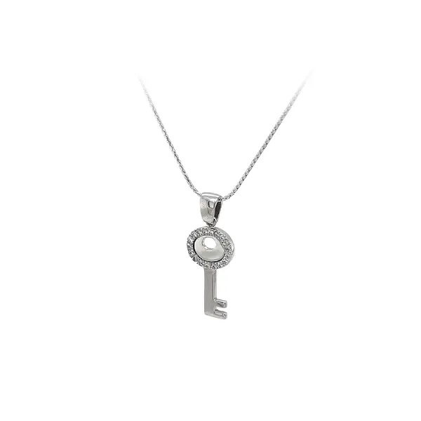Pendant Key with White Gold Zircons