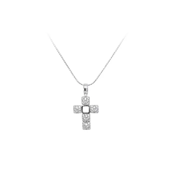 Pendant Cross with White Gold Zircons