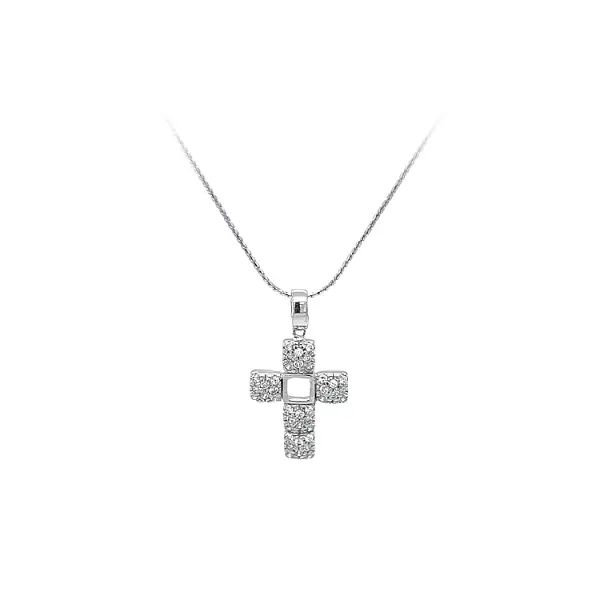 Pendant Cross with White Gold Zircons