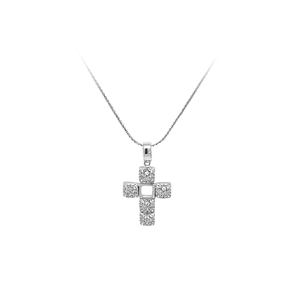 Pendant Cross with White Gold Zircons