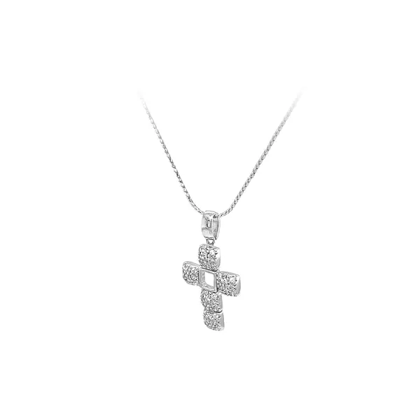 Pendant Cross with White Gold Zircons
