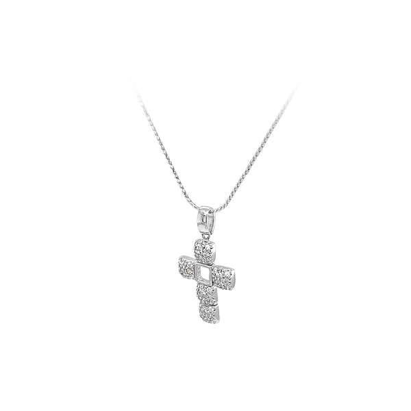 Pendant Cross with White Gold Zircons