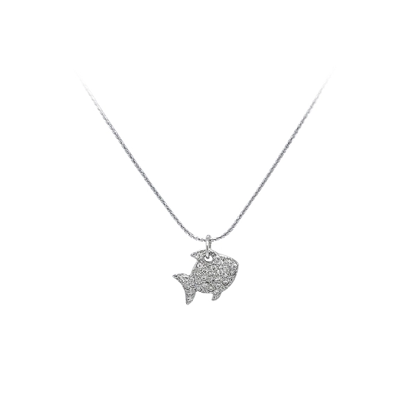Pendant Fish with White Gold Zircons