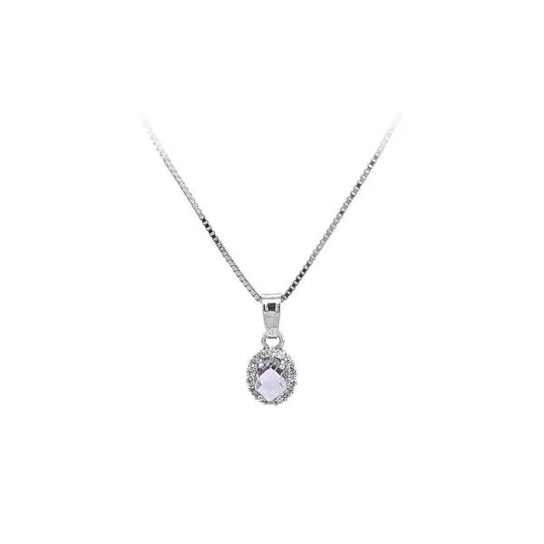 Pendant with Purple Stone made of White Gold