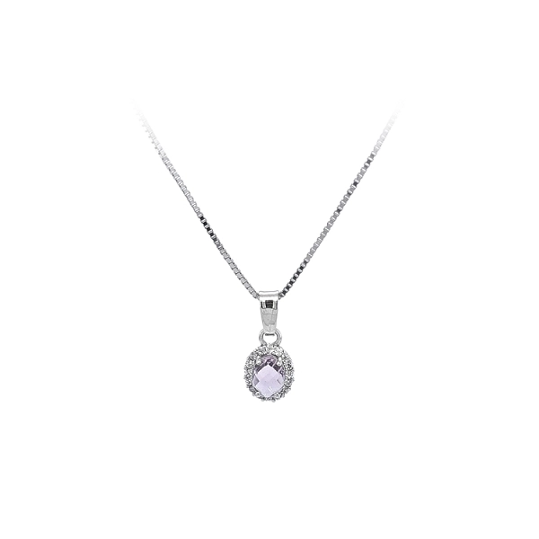 Pendant with Purple Stone made of White Gold