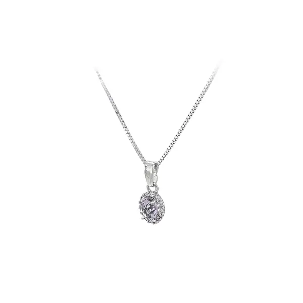 Pendant with Purple Stone made of White Gold