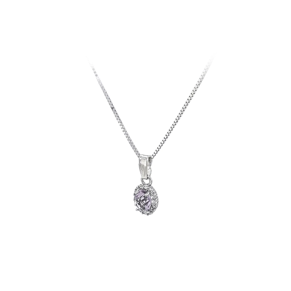 Pendant with Purple Stone made of White Gold