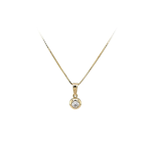 Gold Pendant Solitaire with Zircon