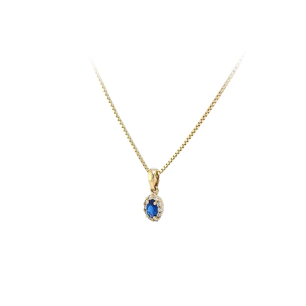 Gold Pendant with Blue Stone