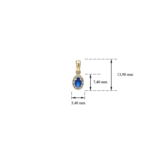 Gold Pendant with Blue Stone