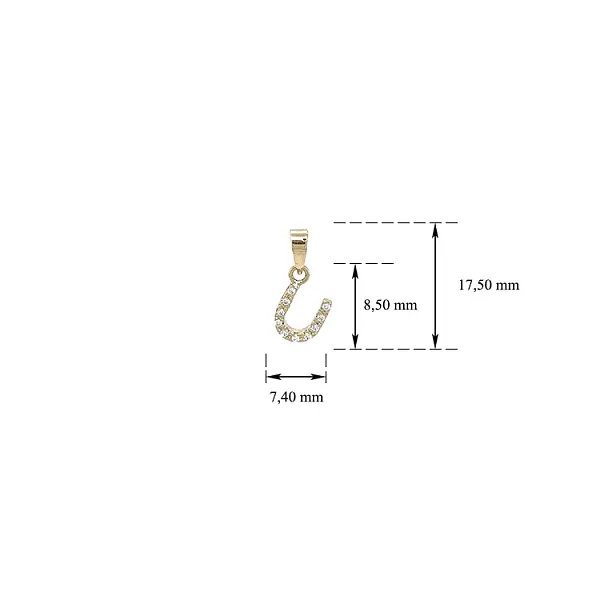 Gold Pendant Letter U