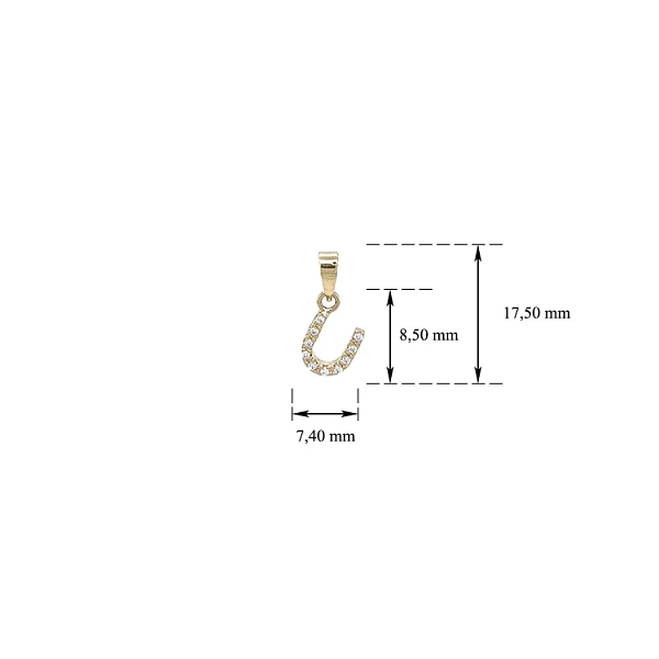 Gold Pendant Letter U
