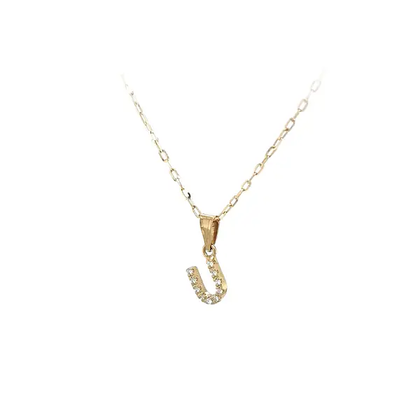 Gold Pendant Letter U