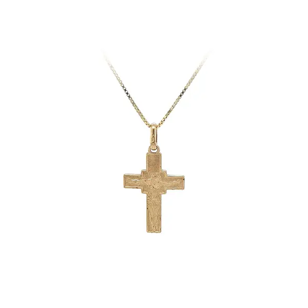Gold Pendant Cross with Jesus Christ