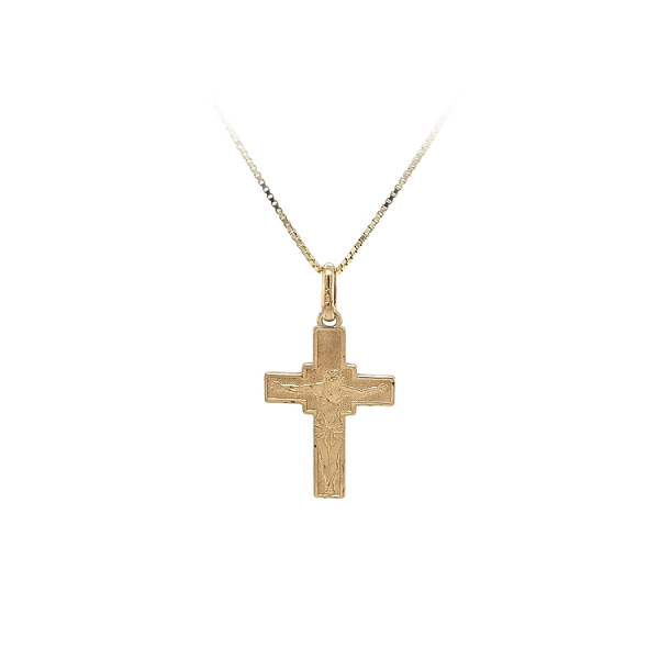 Gold Pendant Cross with Jesus Christ