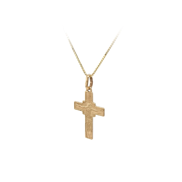 Gold Pendant Cross with Jesus Christ