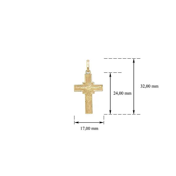 Gold Pendant Cross with Jesus Christ