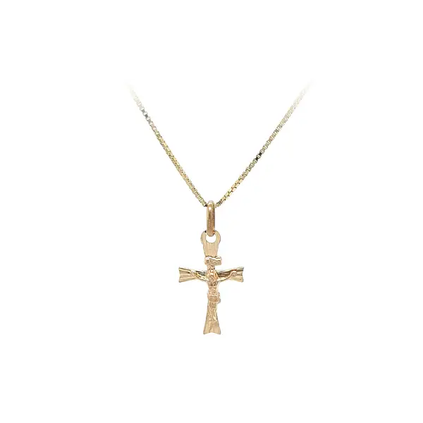 Golden Pendant Cross with Jesus Christ