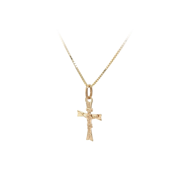 Golden Pendant Cross with Jesus Christ
